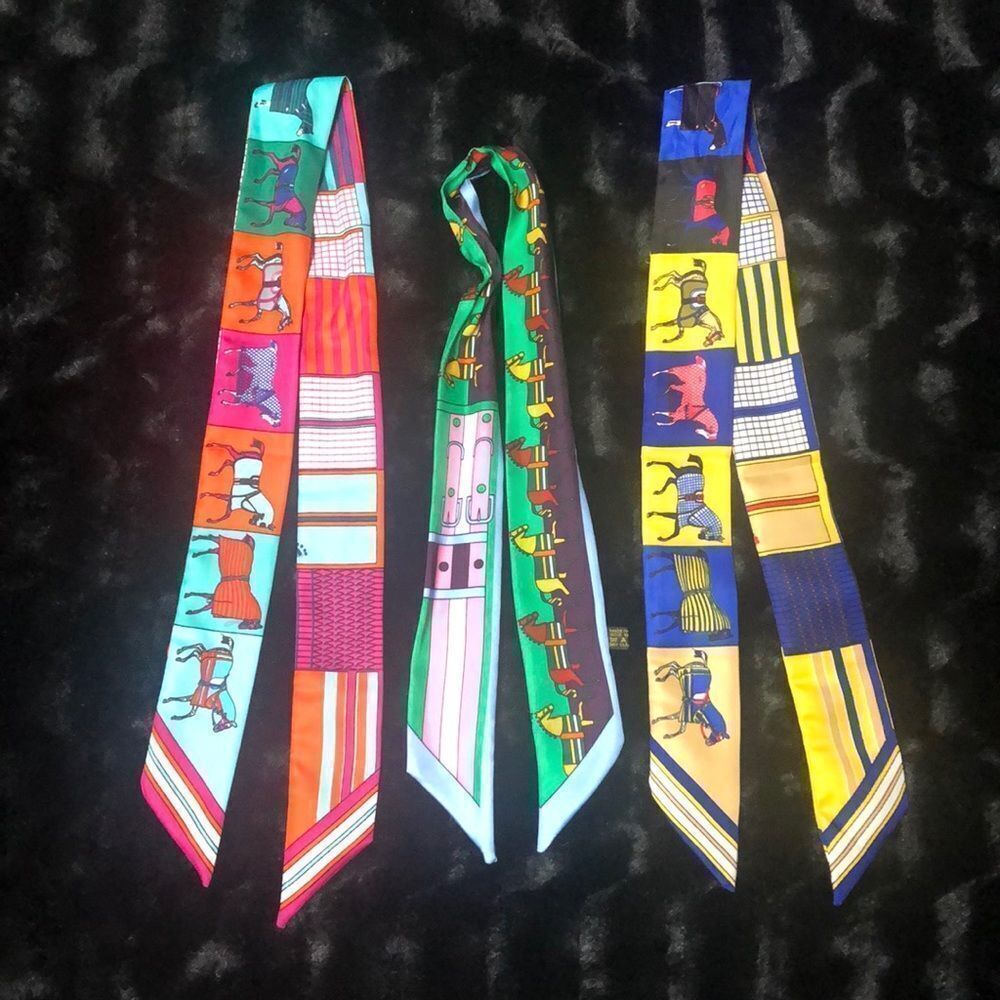 Mini satin silk horse multi use scarves
